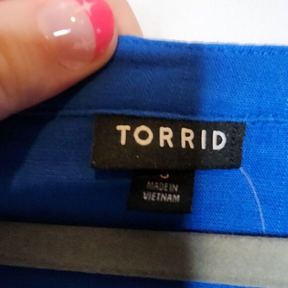 5X 28W Torrid Blue Mini Textured Rayon Shirt Dress Zip V Neck Drawstring Chest p - Picture 7 of 12